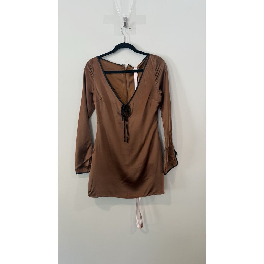 NWT House of CB Sakina Copper Satin Mini Dress Size Small - Picture 4 of 13